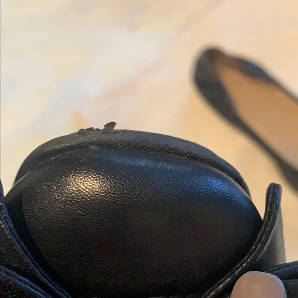 Tory Burch Black Leather Bow Ballet Flats